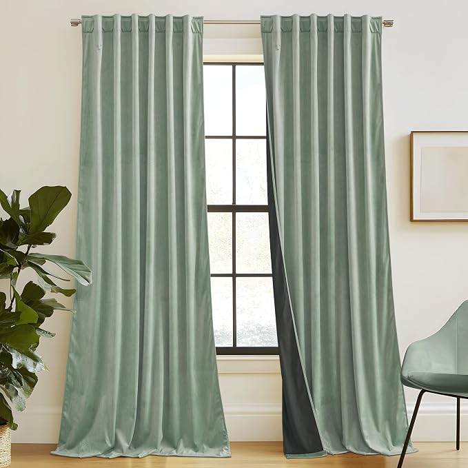 RYB HOME Velvet Curtains 102 inches Long, Extra Long High Ceiling Curtains | by RYBHOME
