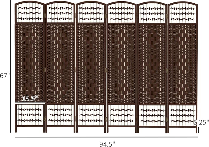 HOMCOM 6 Panel Room Divider, Folding Privacy Screen, Wave Fiber Freestanding - Image 7