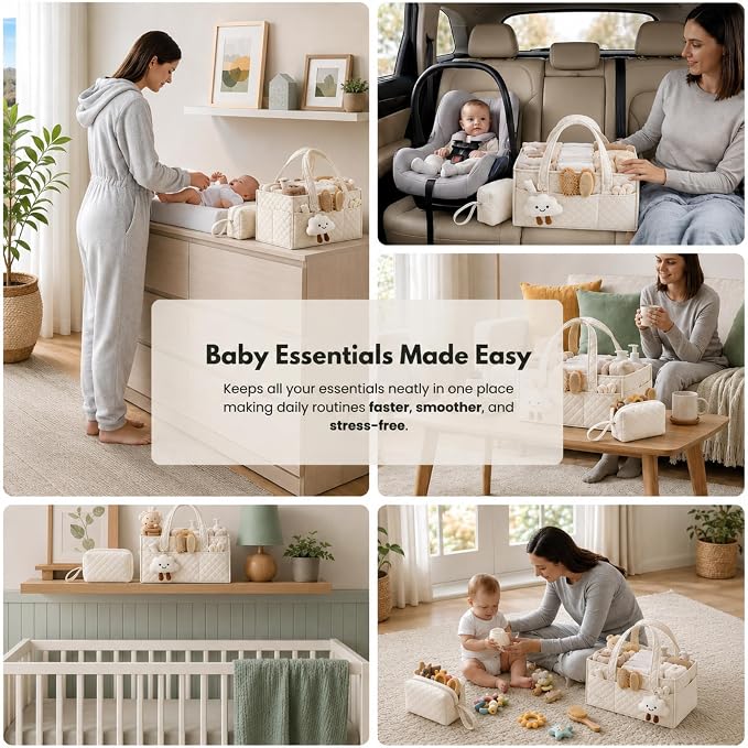 Baby Diaper Caddy Organizer, Baby Basket Shower Gift, Portable Changing Table - Image 4