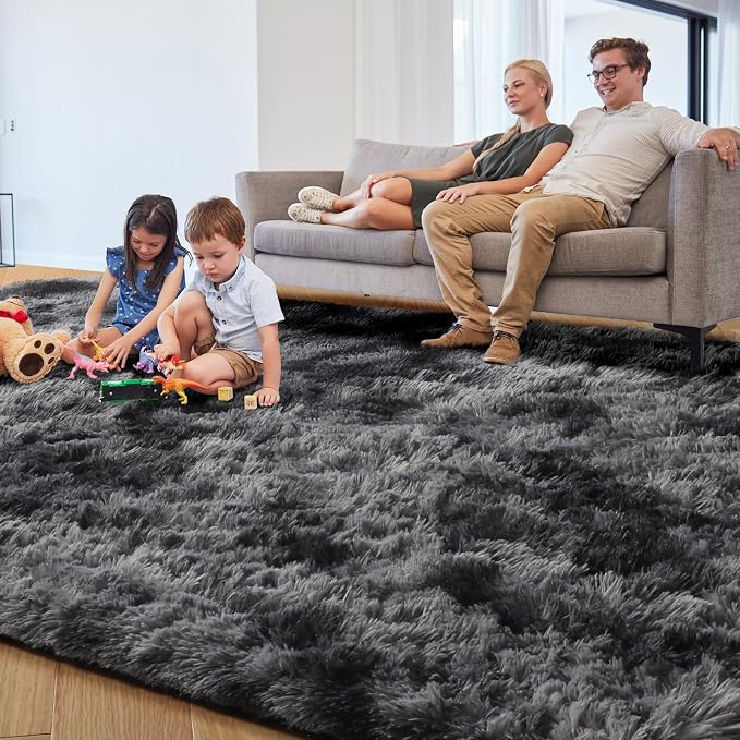 Abstract Shaggy Area Rug 4' x 6' Plush Furry Rugs - Image 3