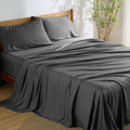 Bedsure Queen Sheet Set, Rayon Derived from Bamboo, Cooling Sheets, Breathable & Soft, Deep Pocket Up to 16 Inches, Hotel Luxury Silky Bedding for Hot Sleepers, Grey