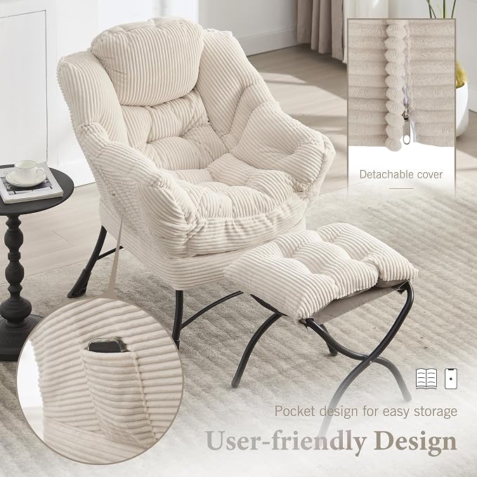 Lazy Chair with Ottoman, Ergonomic Footrest - Image 6