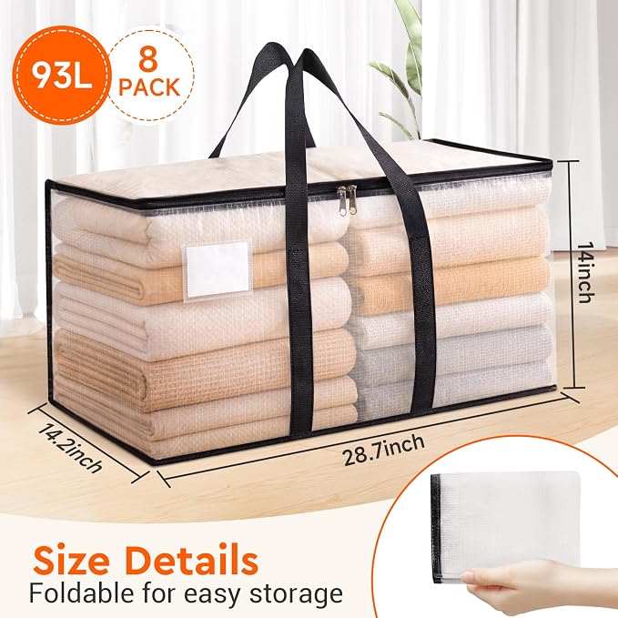 BlissTotes Moving Bags, 93L 8-Pack Storage Bags, Moving Boxes | Moving Box - Image 2