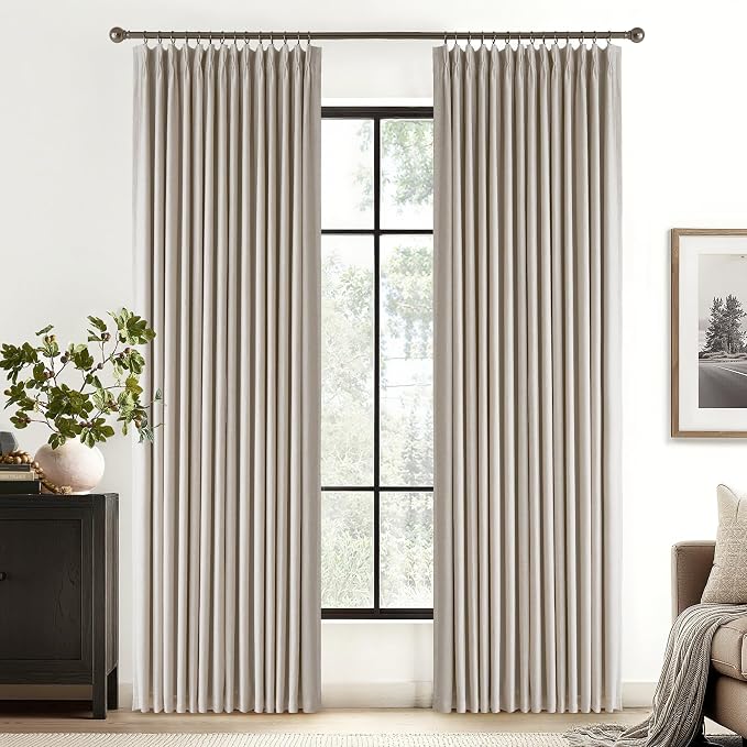 RYB HOME Linen Blackout Curtains 96 inches Long, 100% Blackout Noise Reducing - Image 2