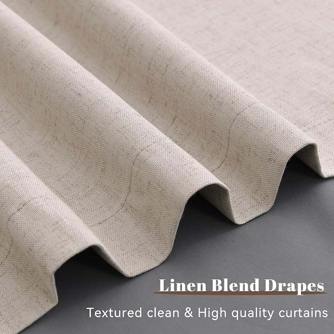 Oatmeal Linen 100% Blackout Curtains - Image 4
