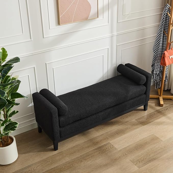 Aoiy & Wifon 66.34" W End of Bed Bench, King Size Upholstered Bench - Image 2