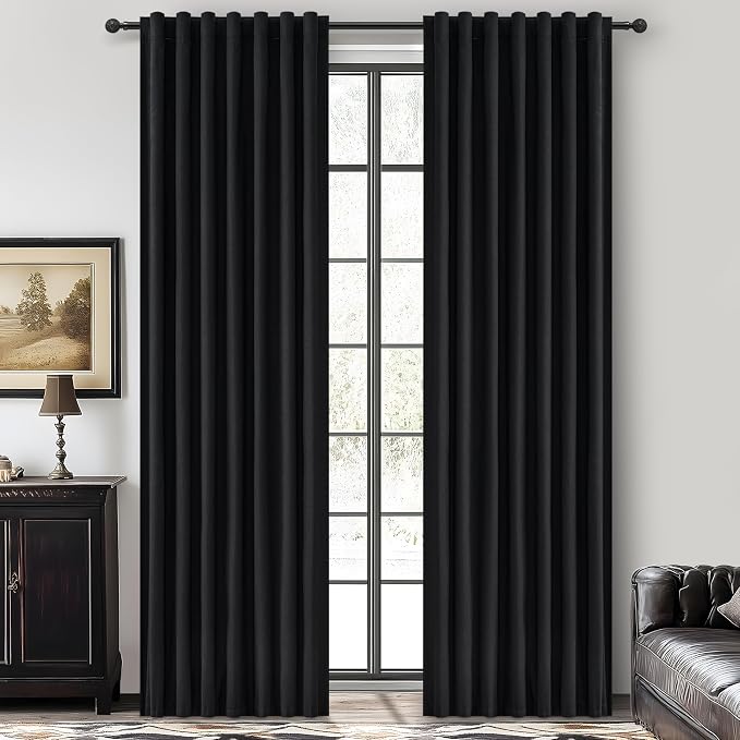 QJmydeco Extra Long 120 Inch Black Curtains - Image 8