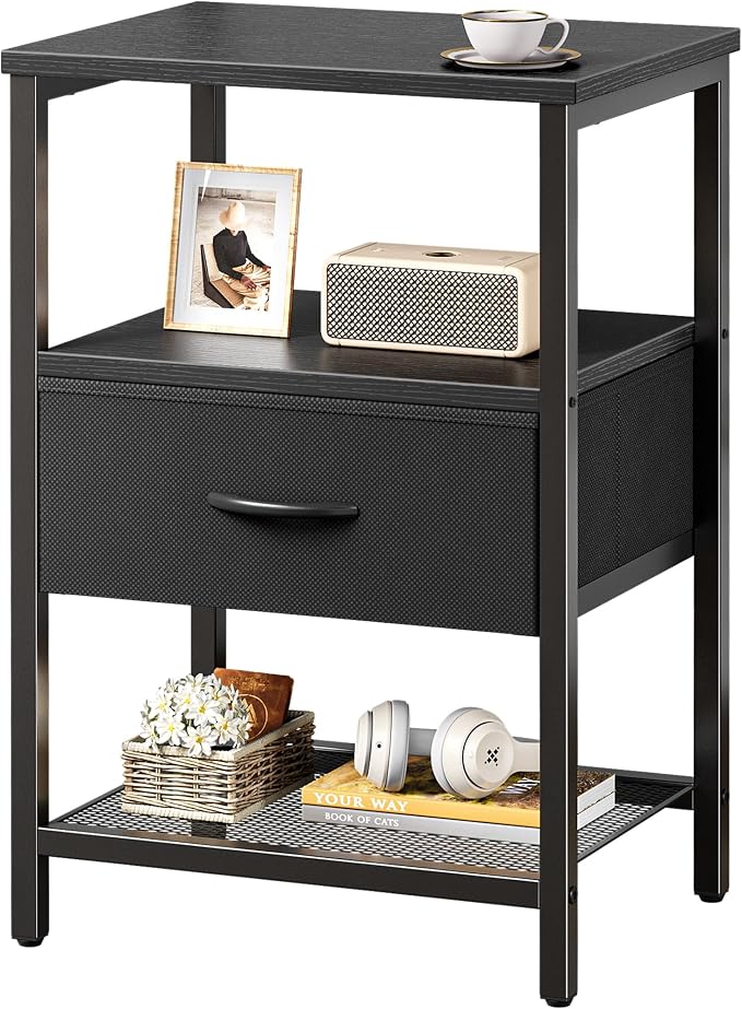Huuger Night Stand with 2 Drawers, Bed Side Table with Open Shelf | Bedroom by Huuger
