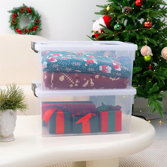 Citylife 22.2 Qt. Plastic Storage Bins with Lids Large Stackable Storage Containers for Organizing Clear Durable Storage Box, 4 Pack