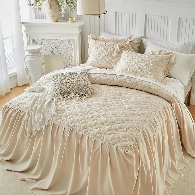 Ruffle Skirt Bedspread Set Flower Style - Image 9