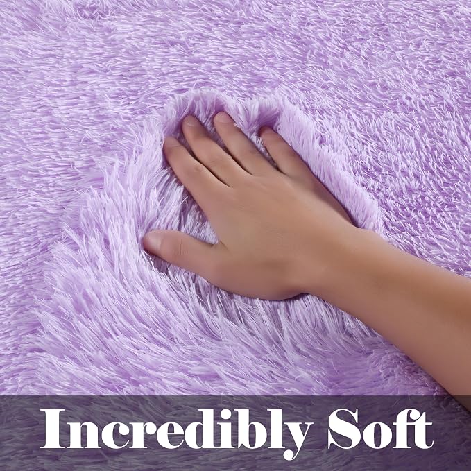 Light Purple Runner Rugs for Bedroom Living Room, Fluffy 2x6 Bedside Hallway - Image 2