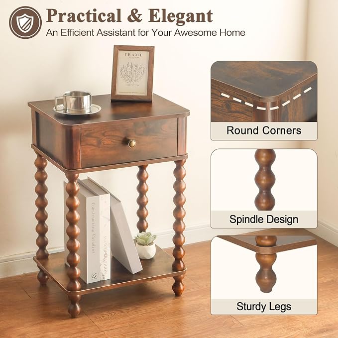 AWASEN Nightstand, Mid Century Modern Night Stand - Image 4