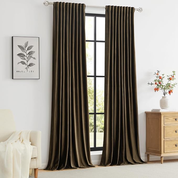 PRIMROSE Brown Velvet Curtains 72 inch Long - Image 7
