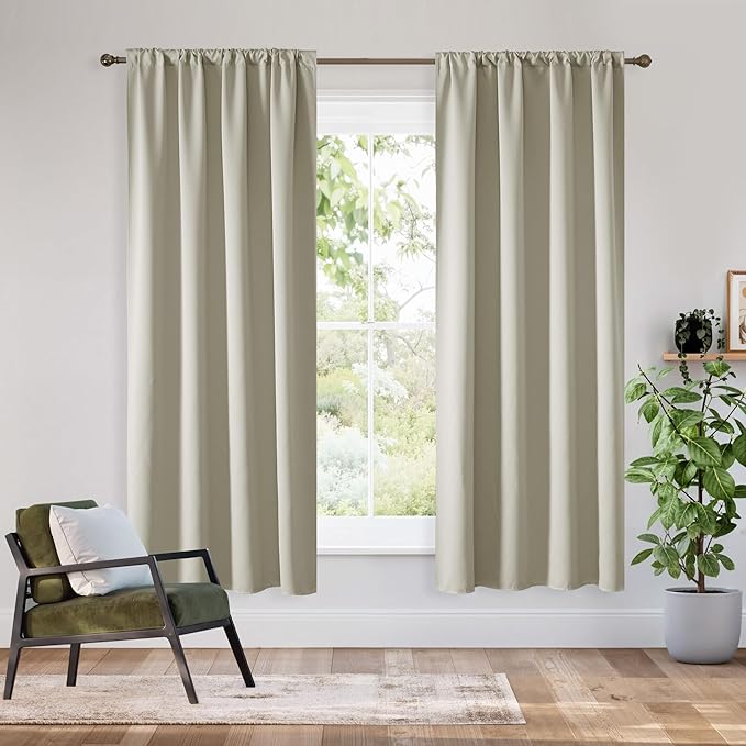 RYB HOME Bedroom Blackout Curtains 54 inches Long, 100% Blackout | Thermal by RYBHOME