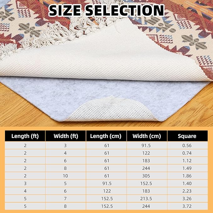 Non Slip Rug Pad, Natural Rubber Backing Rug Pads 1/4” Thick, Felt Rug Gripper Pad, Non Slip Under Carpet Mat, Under Rug Cushion for Hardwood Floors, Carpet Runners (2x6FT)