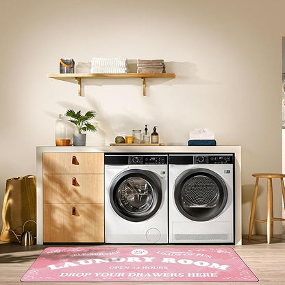 Zoke Laundry Room Rug Runner Stylish Non-Slip Laundry Room Mat 20"x47", Versatile, Waterproof Runner for Laundry, Kitchen, and Bathroom, Mudroom Decor and Farmhouse Charm