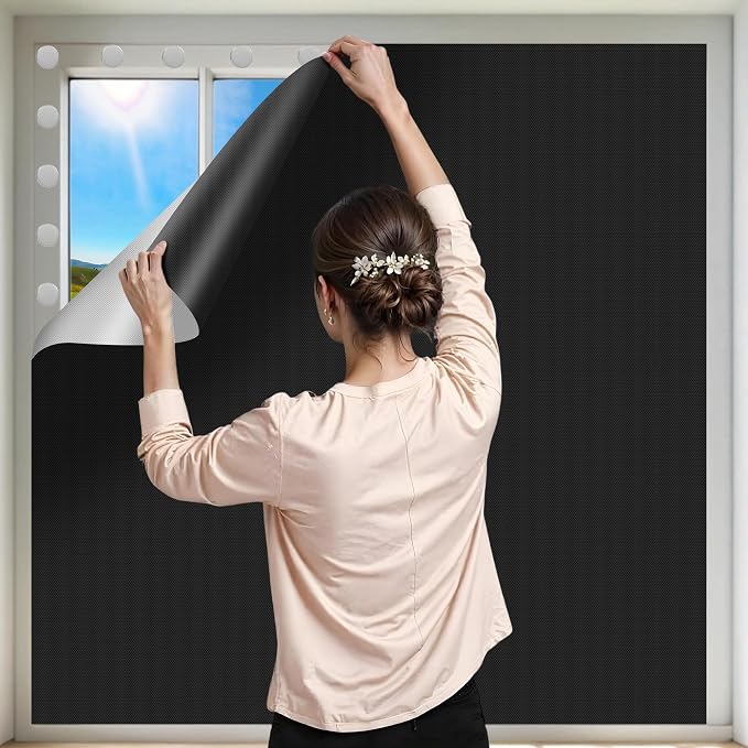 Portable Blackout Curtains for Bedroom Adhesive Thermal Window Blinds Cover | by ZUNGOUMC
