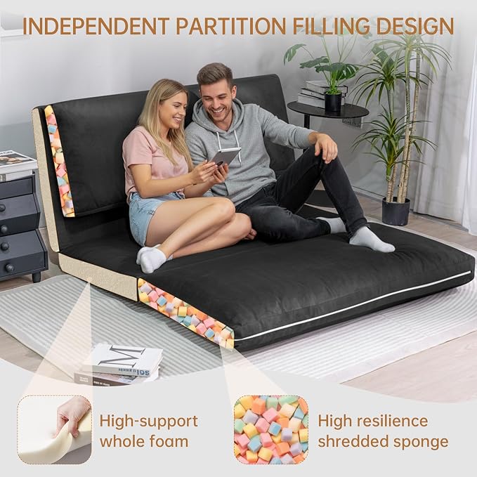 Cvortll 4-in-1 Folding Sofa Bed, Memory Foam Bean Bag Chair, Large Convertible - Image 8