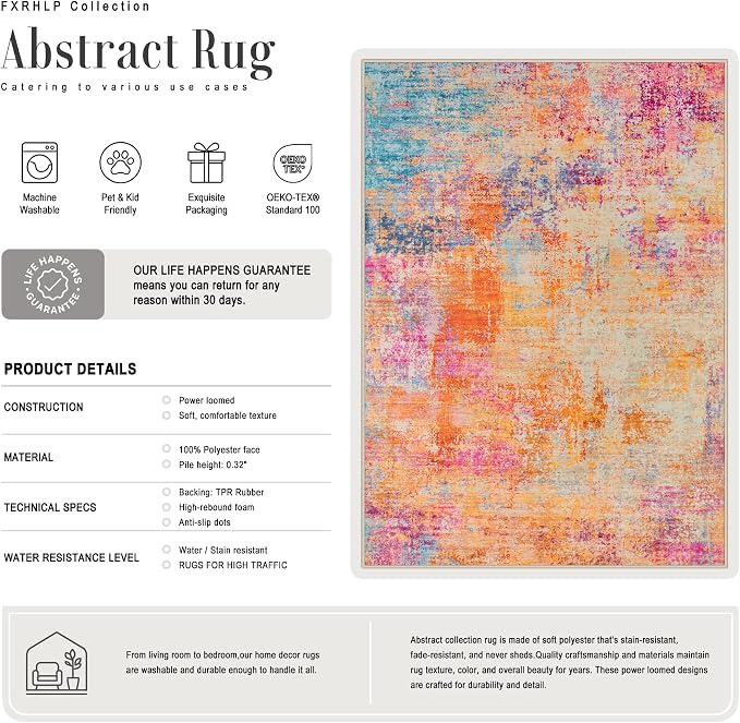 3x14 Washable Runner Rug：Modern Abstract Soft Carpet Galaxy Haze | - Image 3