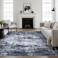 Area Rug Living Room: 6x6 Modern Washable Indoor Carpet Black | by FXRHLP