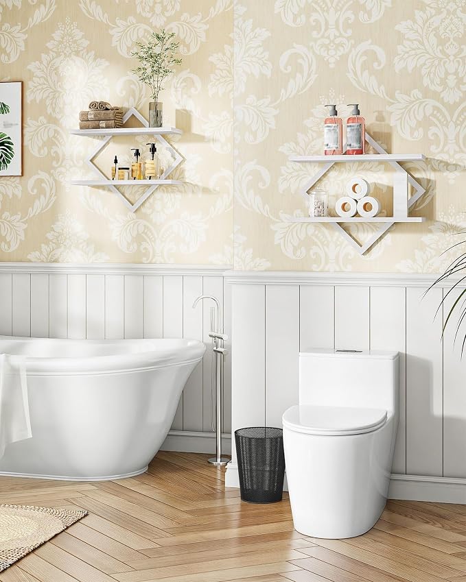 Floating Shelves, 2-Tier Hanging Shelves, Wall Shelf Set of 2, - Image 4