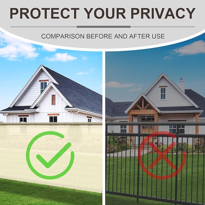 LOVE STORY Custom Size 3'x43' Balcony Privacy Screen Cover, Butter Cream | HDPE - Image 6