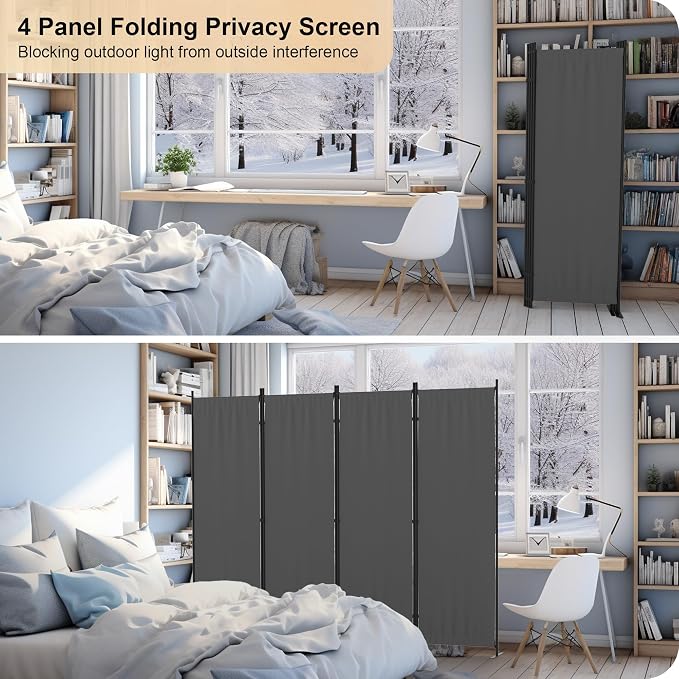 Privacy Screen Room Divider as Dressing Screen 4 Panel Wall Room Divider - Image 4