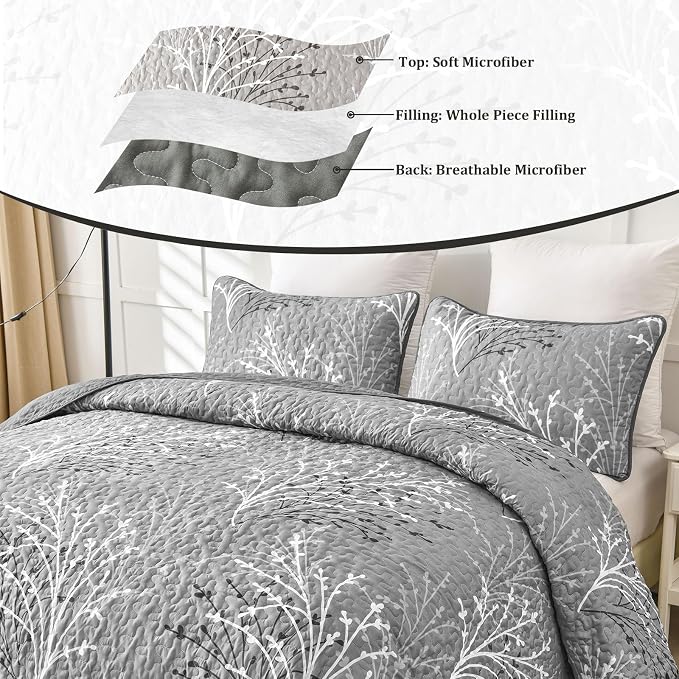 DJY Grey Quilt Set King Size - Image 5
