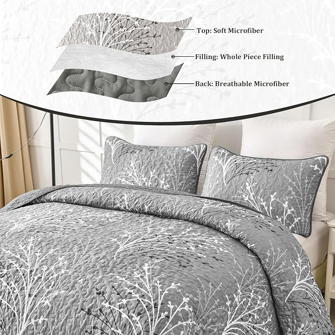 DJY Grey Quilt Set Twin Size - Image 6