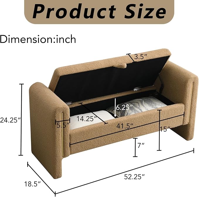 HRVEOCEI Upholstered Storage Bench - Image 2