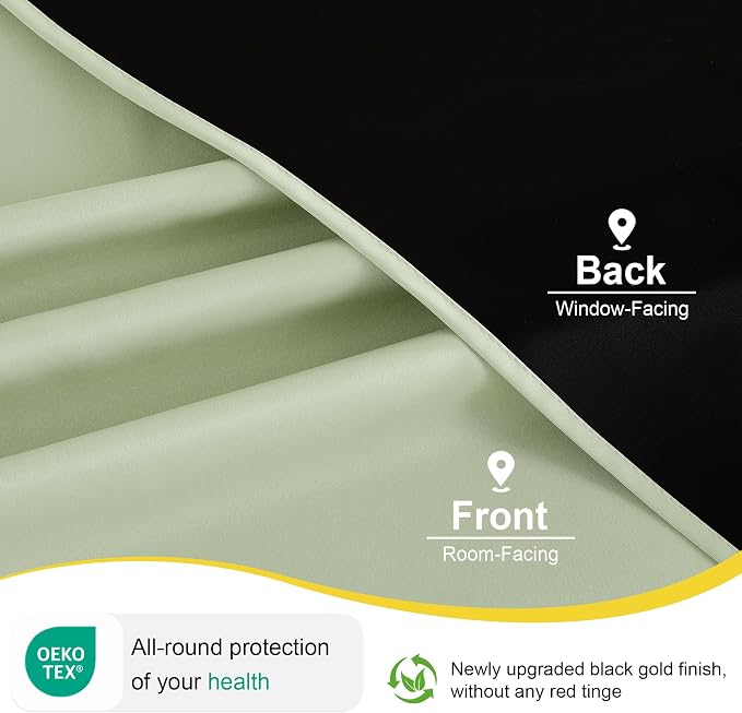 NICETOWN Light Green 100% Blackout Curtains 84 inch Long - Image 8