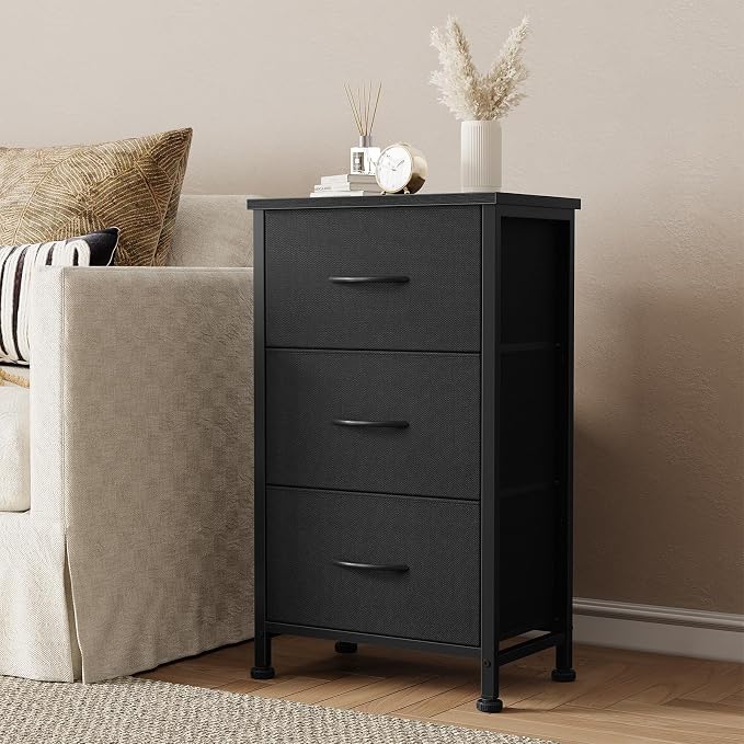 DUMOS 3 Drawer Nightstand for Bedroom, Small Night Stand Chest of Drawers | - Image 8