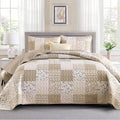 Mybedsoul Beige Boho Quilt Set Twin Size Dorm Bedding, 2 Pieces Plaid Floral by Mybedsoul