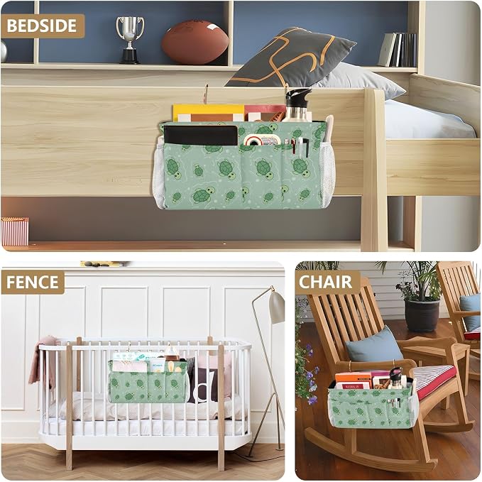 Cute Turtle tag8 Bedside Caddy Storage Bag Bedside Organizer - Image 8