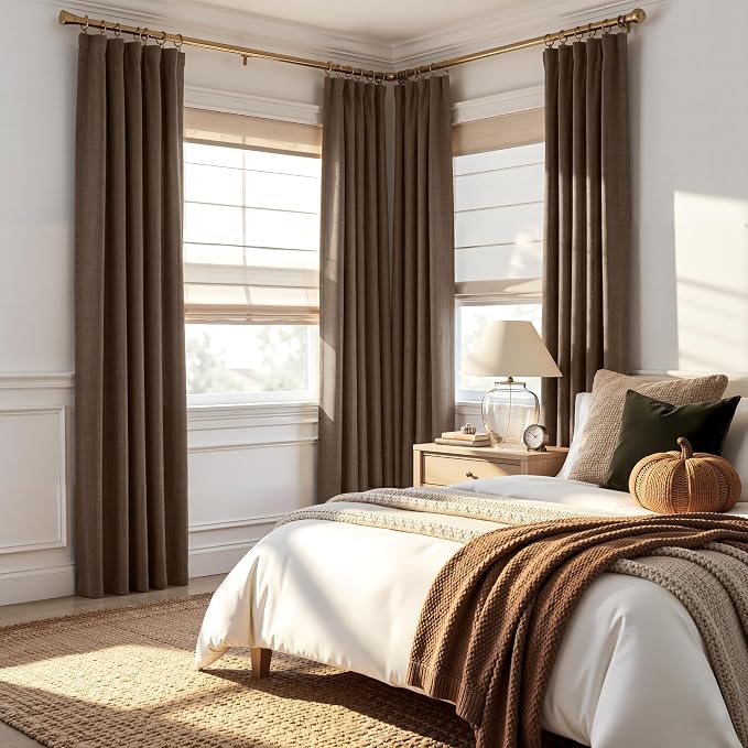 RYB HOME Brown 100% Blackout Curtains 84 Inches Long - Image 2