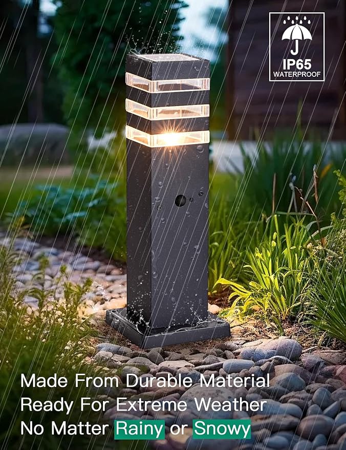 Motion Outdoor Pathway Lights Black E26 Outside Landscape Path Lamp Dusk to Dawn Exterior Floor Light Modern Landscape Sideway Lighting Waterproof Aluminum Exterior Pillar Lamp for Patio Yard Garden