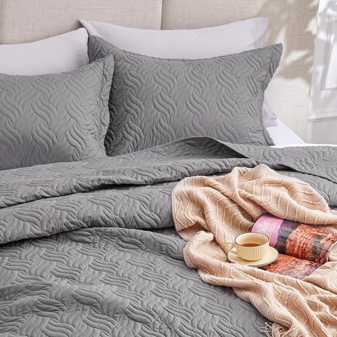 Love's cabin Quilts for Full Bed Grey Bedspreads Bedding Set - Image 7