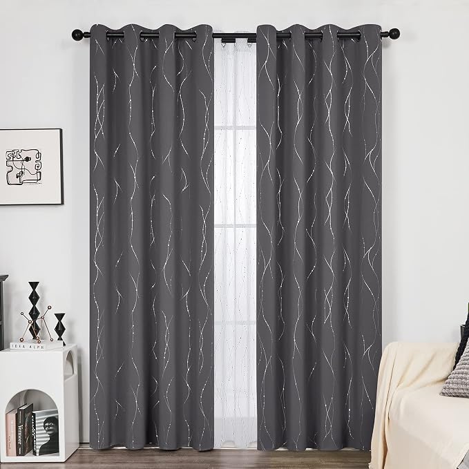 Deconovo Living Room Curtains 108 Inch Long, Thermal Insulated, Room Darkening - Image 2