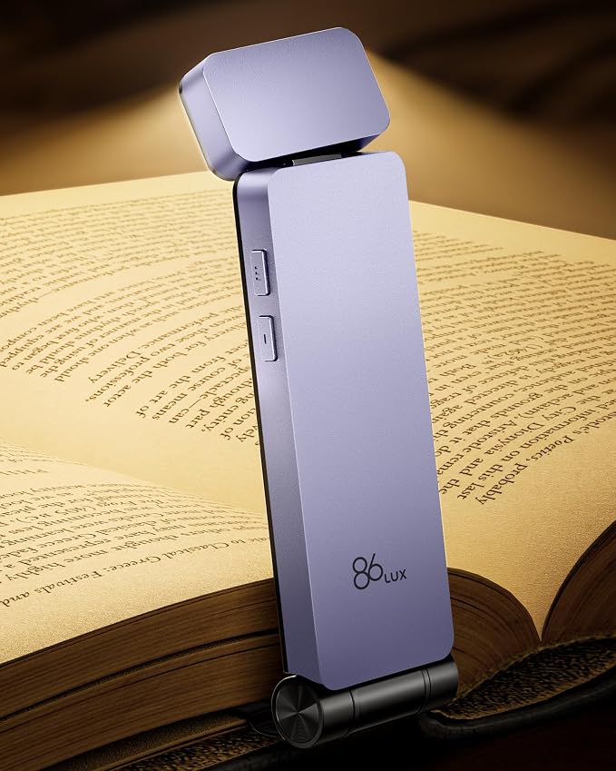86lux Book Light, Rechargeable Clip-On LED Reading Light by 86Lux