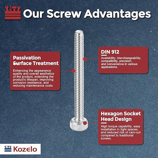 Kozelo 50pcs Socket Head Cap Screws - [M2-0.4 x 20mm] 304 Stainless Steel Allen Socket Drive for Electrical Motor 3D Printing Fan Engine Replacement Use, Silver