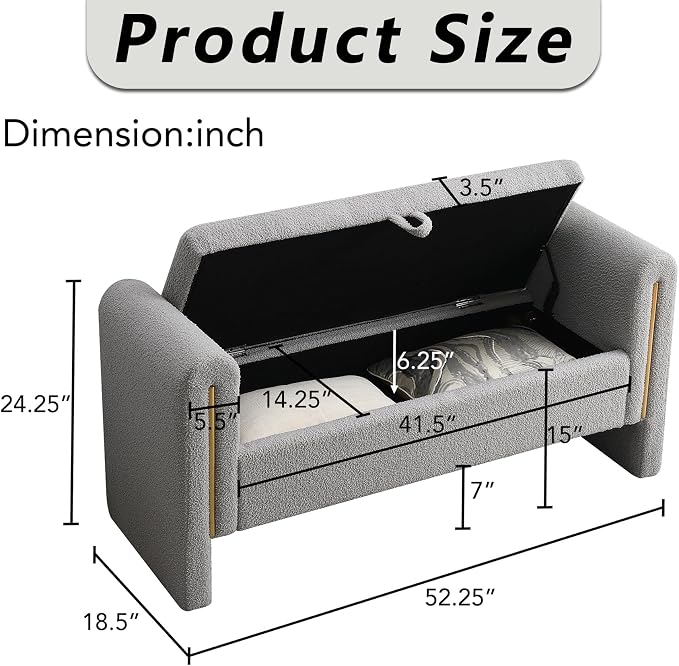 HRVEOCEI Upholstered Storage Bench - Image 2