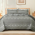 Whale Flotilla Reversible Grey Print Quilts Queen Size by WHALEFLOTILLA