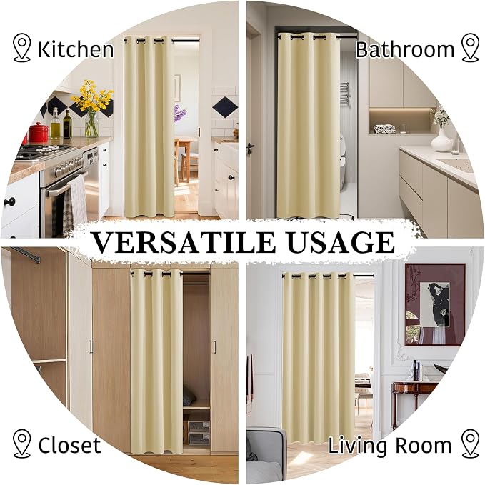 RYB HOME 100% Blackout Door Curtain - Image 5