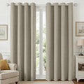 Joydeco Linen Color Black Out Curtains 84 Inch Long 2 Panels Set, Faux Textured by JOYDECO