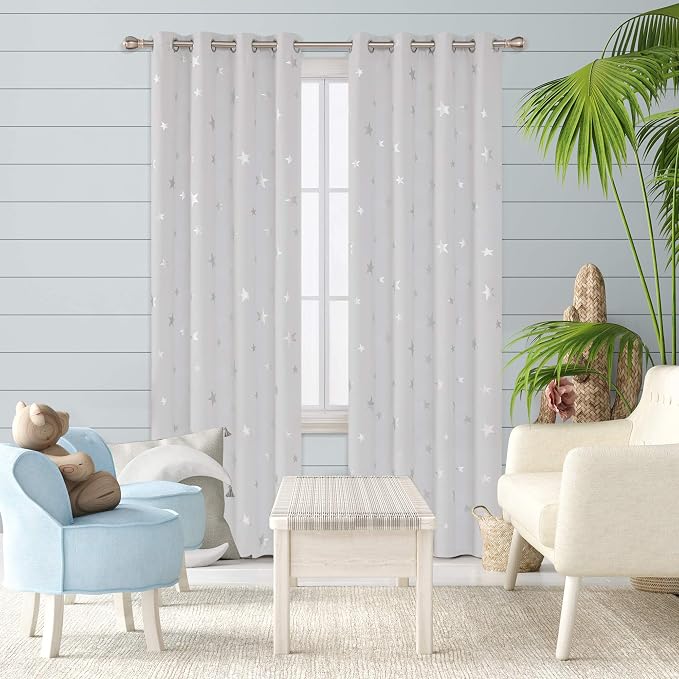 Deconovo Greyish White Blackout Curtains 2 Panel Set - Image 2