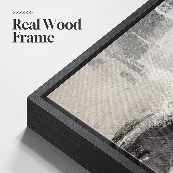 Large Framed Neutral Abstract Wall Art, 3 Piece Modern Minimalist Canvas Prints - Image 5