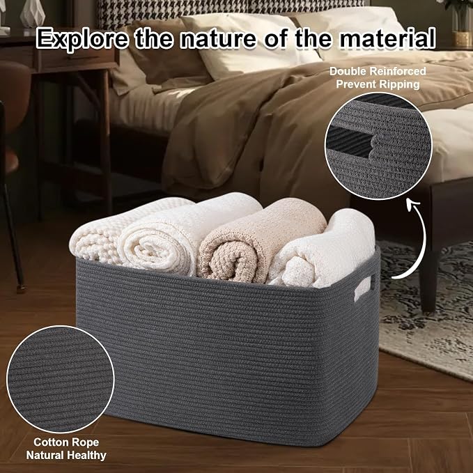 OIAHOMY Large Blanket Basket, Storage Basket - Image 4