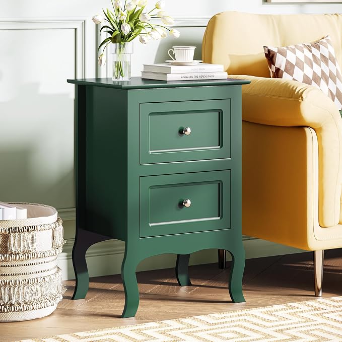 Bonnlo Green Nightstand with Drawers by Bonnlo