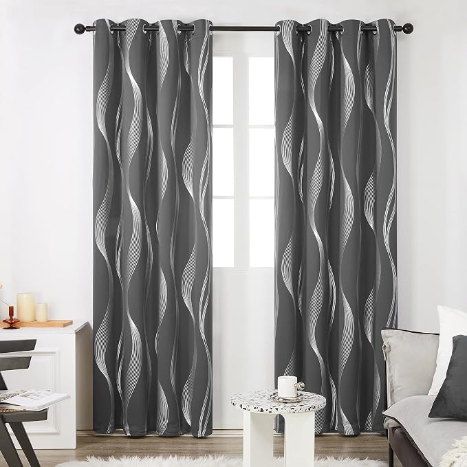 Deconovo Curtains for Living Room, Pattern Blackout Curtains 54 Inches Long | - Image 2