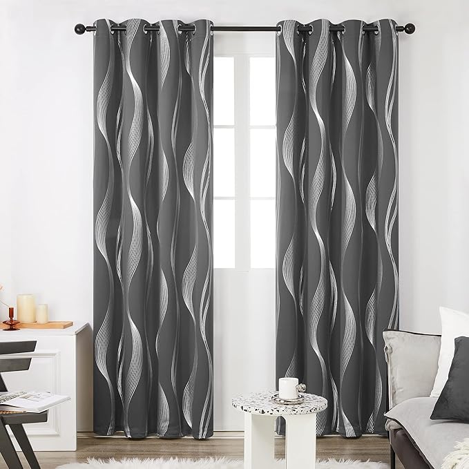 Deconovo Curtains for Living Room, Pattern Blackout Curtains 84 Inches Long | - Image 2